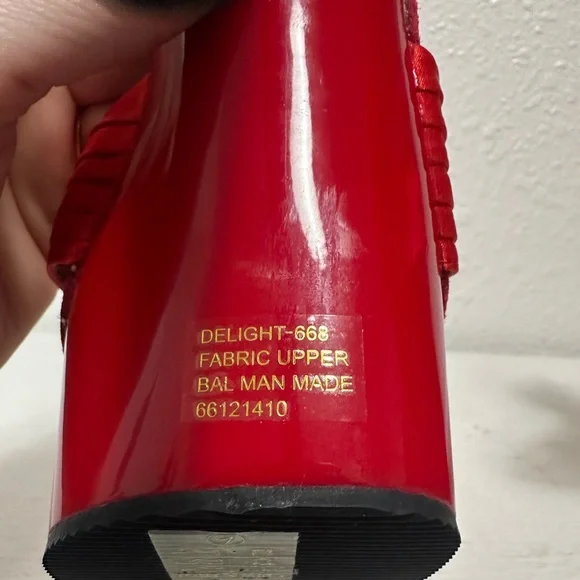 Pleaser delight Red Satin Platform Ankle-Tie High Heel Sandal - Picture 12 of 12